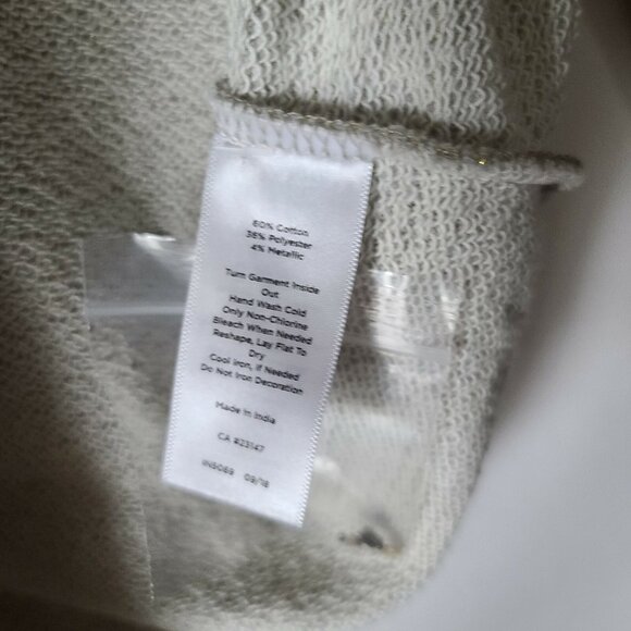 Talbots 3/4 Sleeve Top Blouse Sequin Neck XS Gray w Metallic Stripes Preppy NWT - Picture 8 of 9